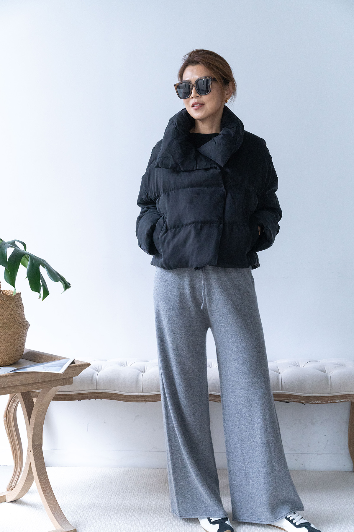 【搶先價】柔霧感立領斜排磁吸釦羽絨外套