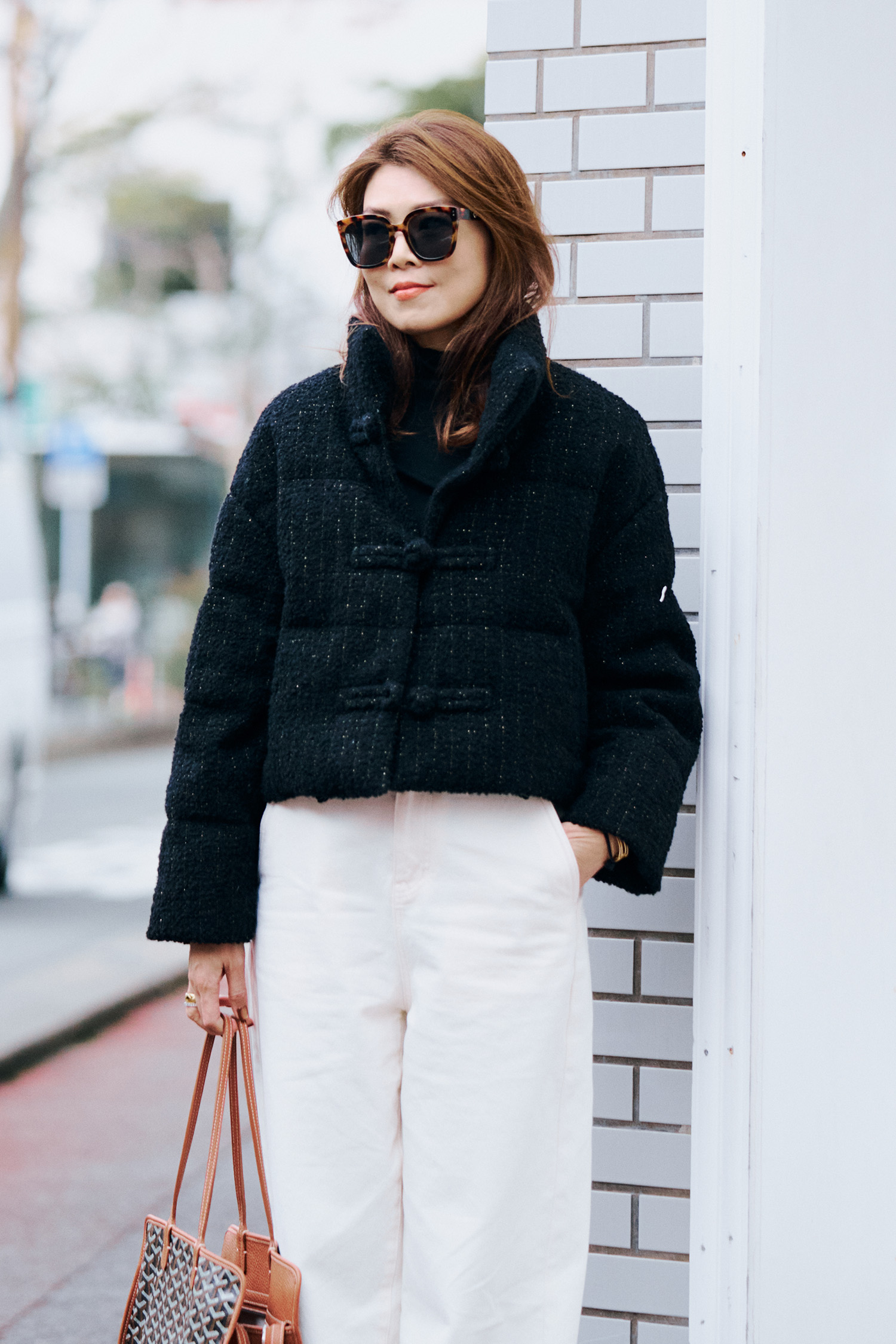 【搶先價】毛呢金絲繩結釦短版羽絨外套