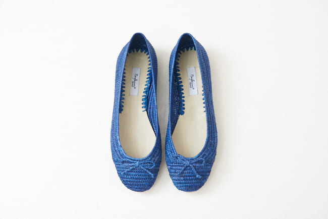 圓頭草編鞋 藍色