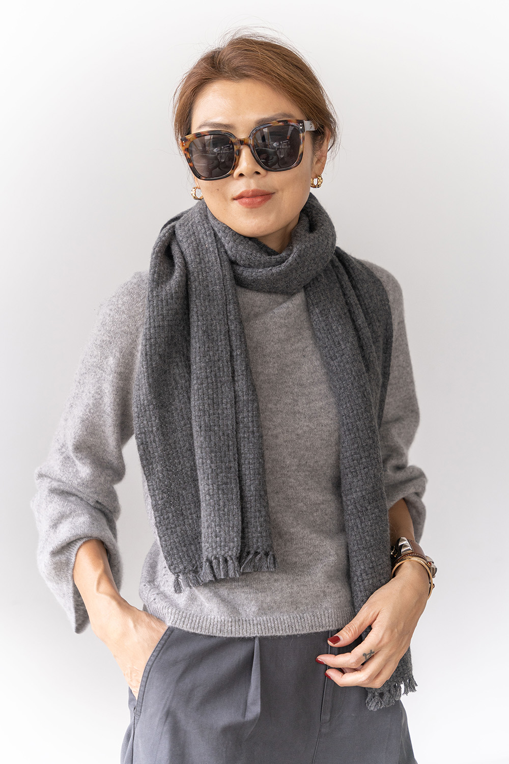 100% Cashmere 編織款圍巾