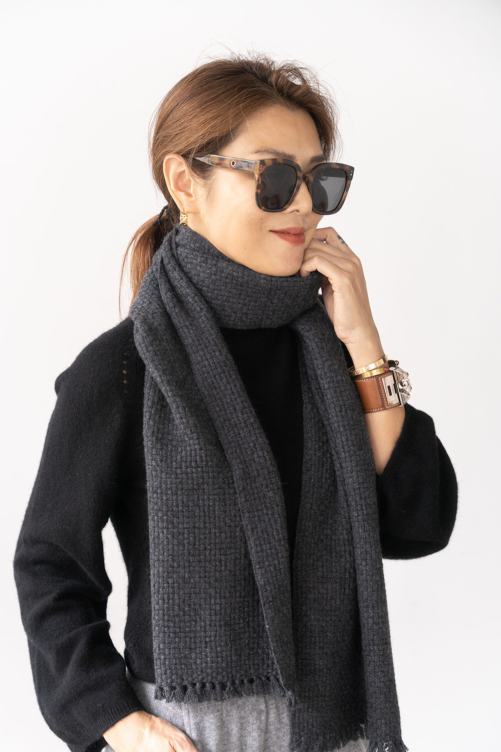 100% Cashmere 編織款圍巾