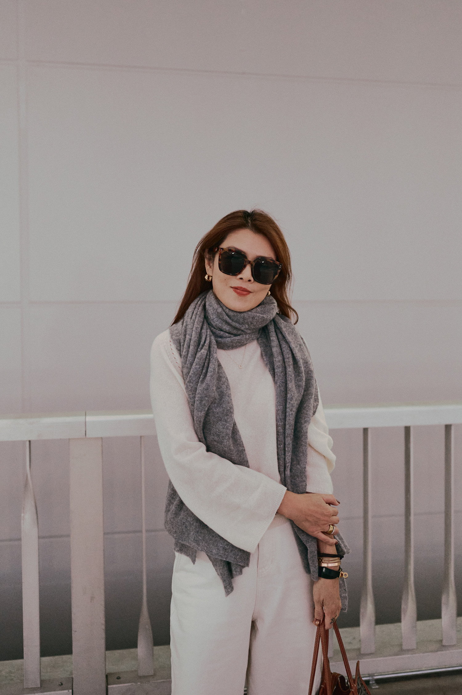 羊絨混紡平織圍巾