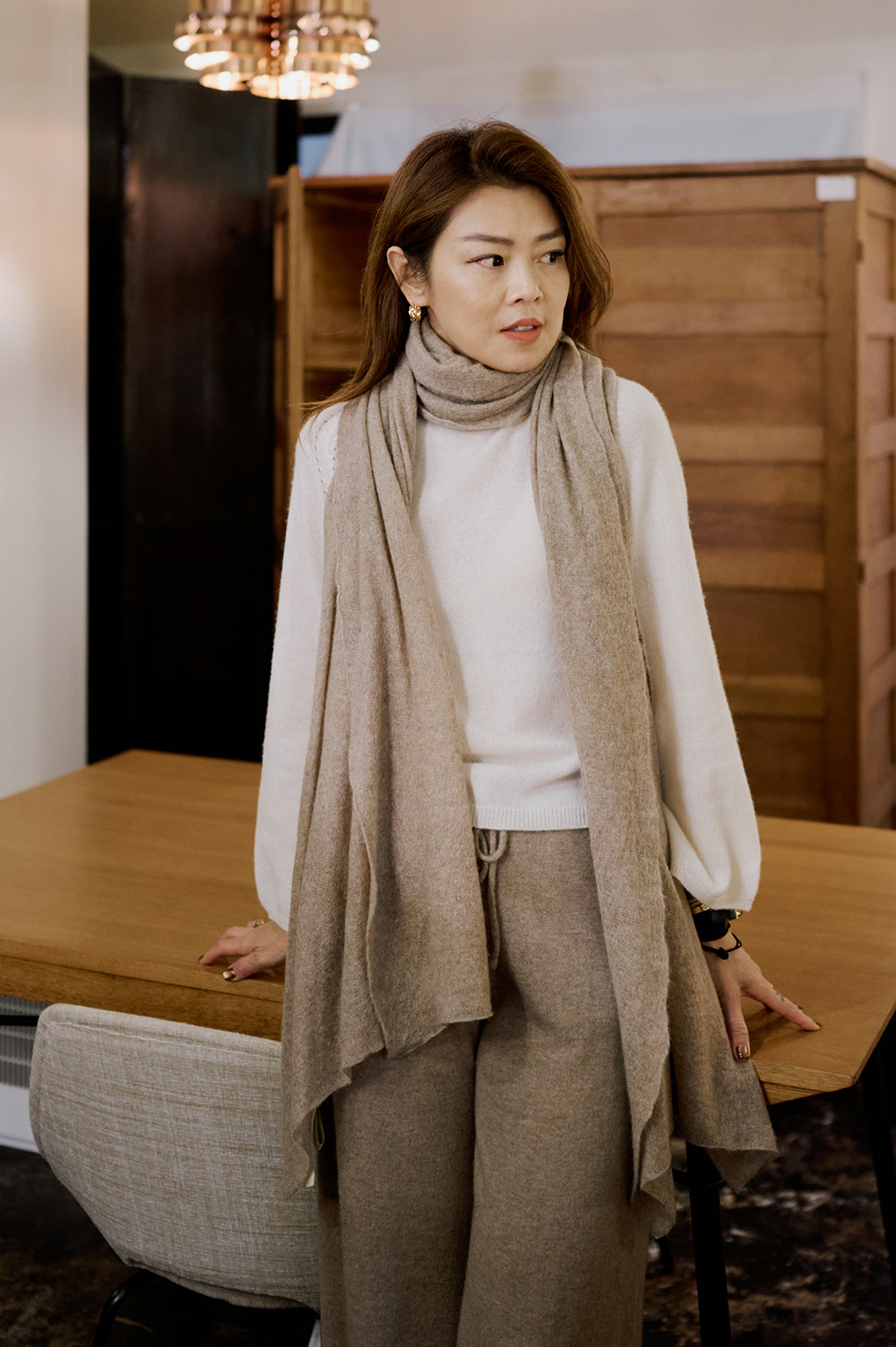 羊絨混紡平織圍巾